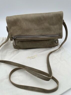 Hammitt Olive Suede Foldover Crossbody Bag